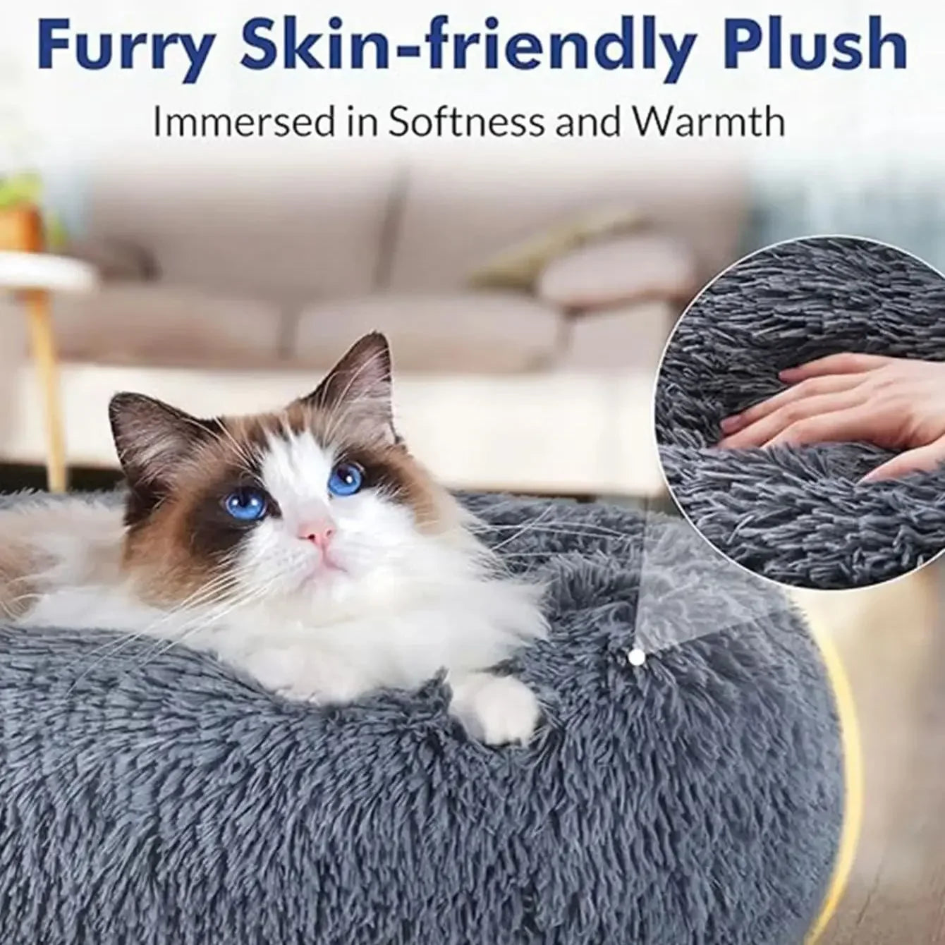Round Soft Pet Bed - Wavy Moon
