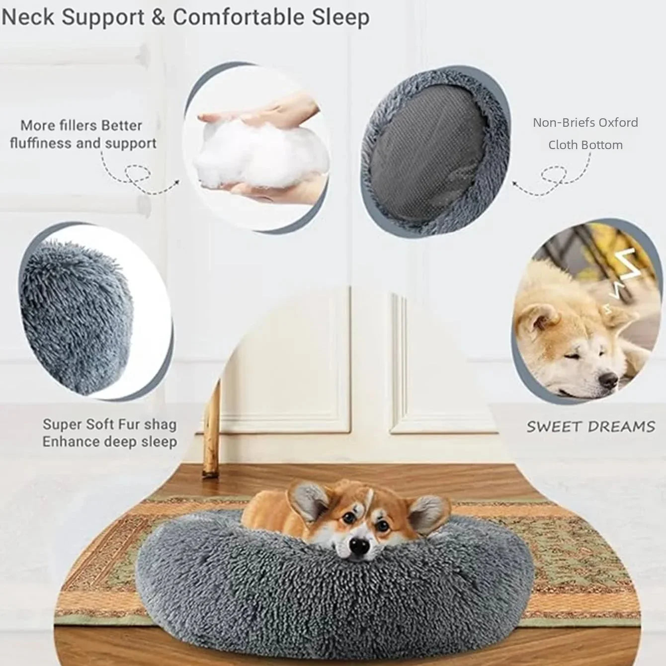 Round Soft Pet Bed - Wavy Moon